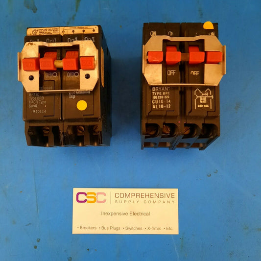 BQ220220 - Bryant 20/20/20/20A Amp 4P (2P/2P) Pole 10kA@120/240V Plug On Quadplex Circuit Breaker W/Red Handle