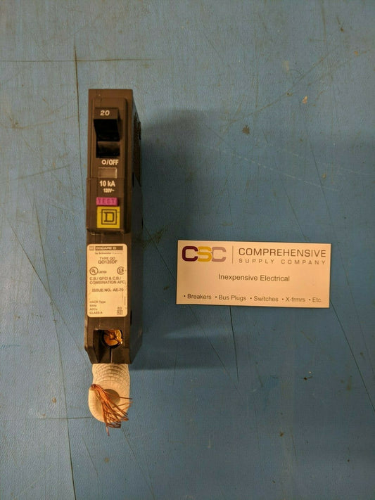 QO120DF - Square D 20A Amp 1P Pole 10kA@120V Plug On Dual Function AFCI/GFCI Circuit Breaker