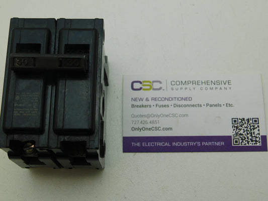 QP2-B030 - Siemens 30A Amp 2P Pole 10kA@120/240V Plug On Circuit Breaker