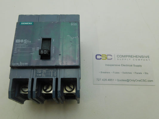 BQD380 - Siemens 80A Amp 3P Pole 14kA@480Y/277V Bolt On Gray Circuit Breaker