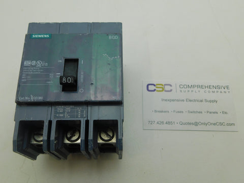 BQD380 - Siemens 80A Amp 3P Pole 14kA@480Y/277V Bolt On Gray Circuit Breaker