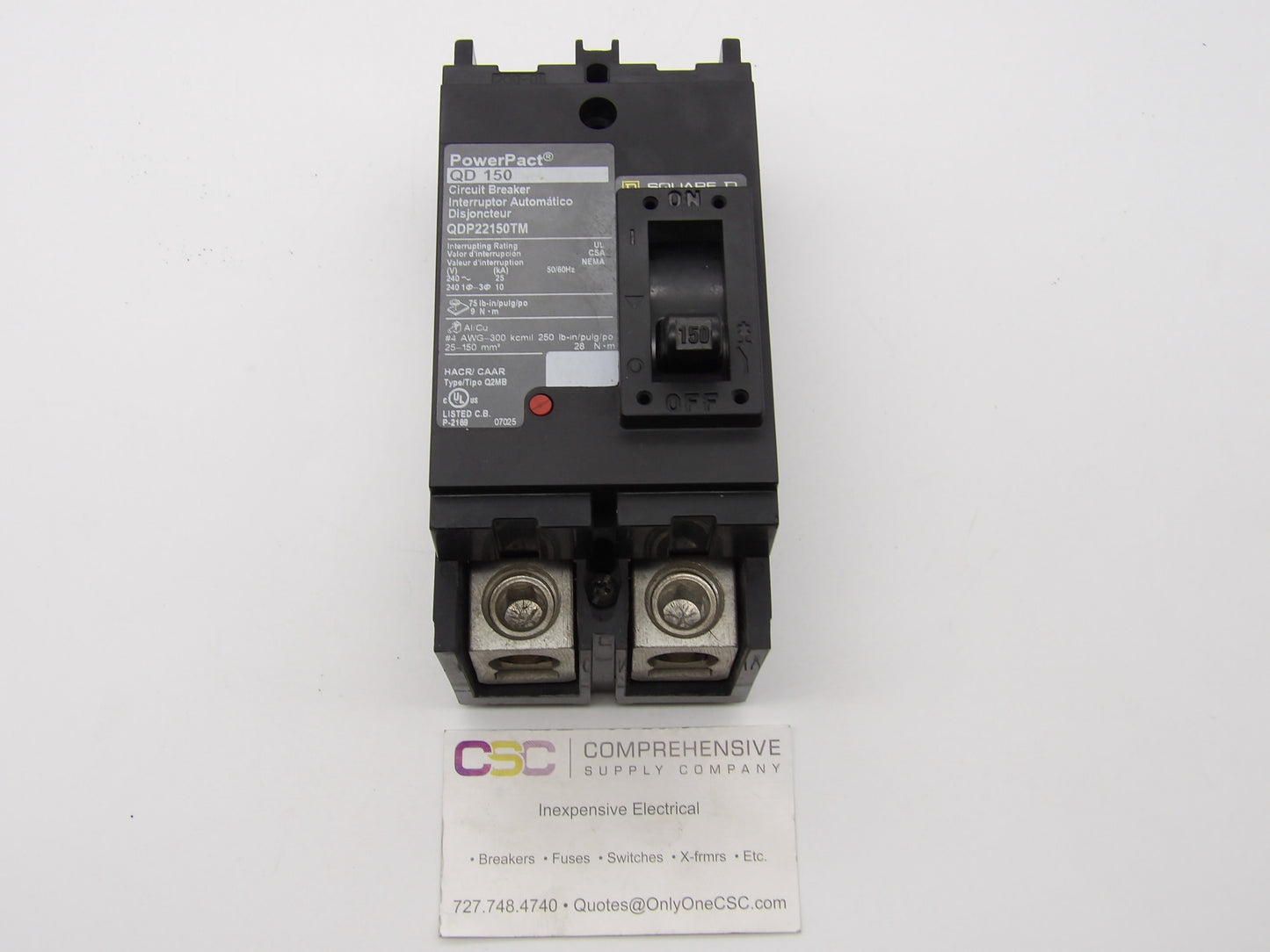 QDP22150TM - Square D 150A Amp 2P Pole 25kA@240V Bolt On Powerpact Circuit Breaker