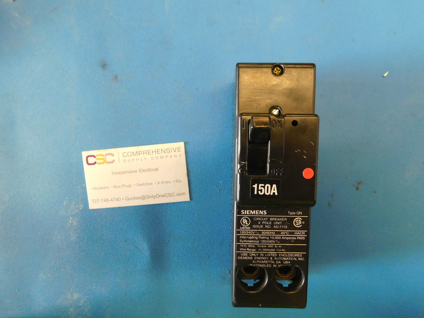 QN2150 - Siemens 150A Amp 2P Pole 10kA@120/240V Plug On Circuit Breaker