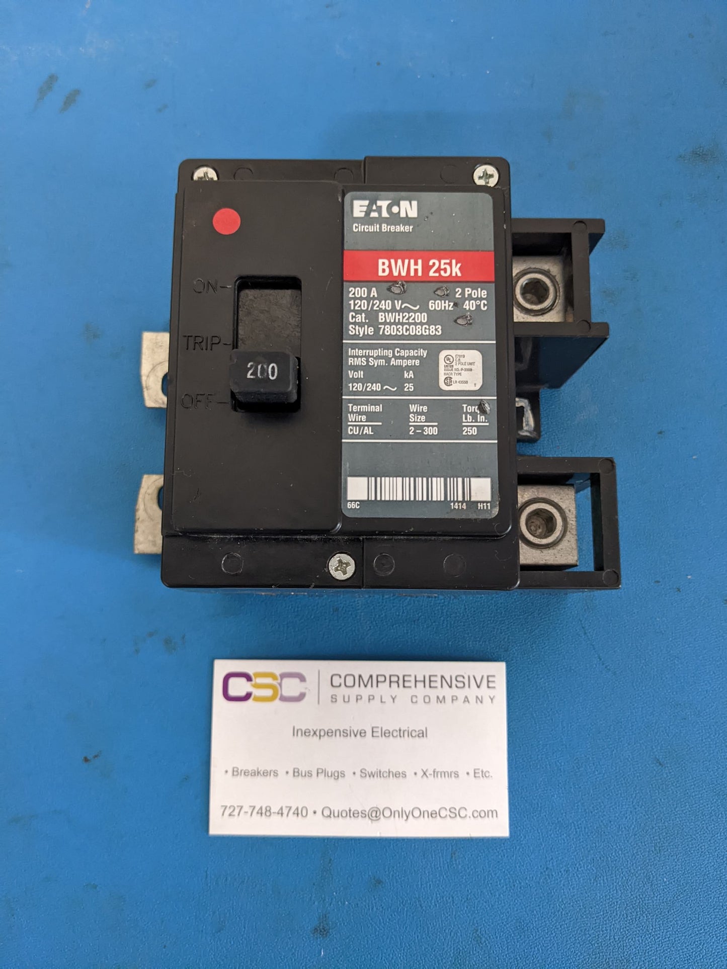 BWH2200 - Cutler Hammer 200A Amp 2P Pole 25kA@120/240V Bolt On Main Circuit Breaker