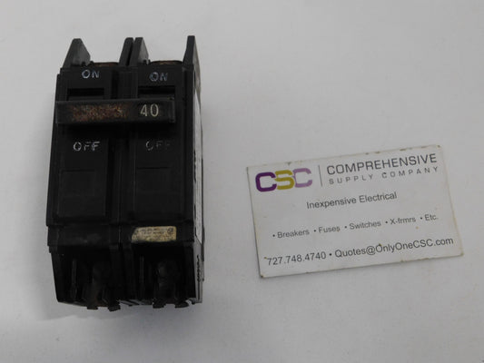 THQC2140 - GE 40A Amp 2P Pole 10kA@120/240V Feed Through Circuit Breaker - Older Series