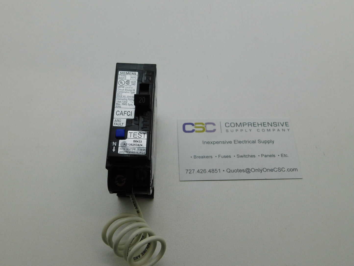 BA120AFC - Siemens 20A Amp 1P Pole 10kA@120V Bolt On Arc Fault AFCI Circuit Breaker