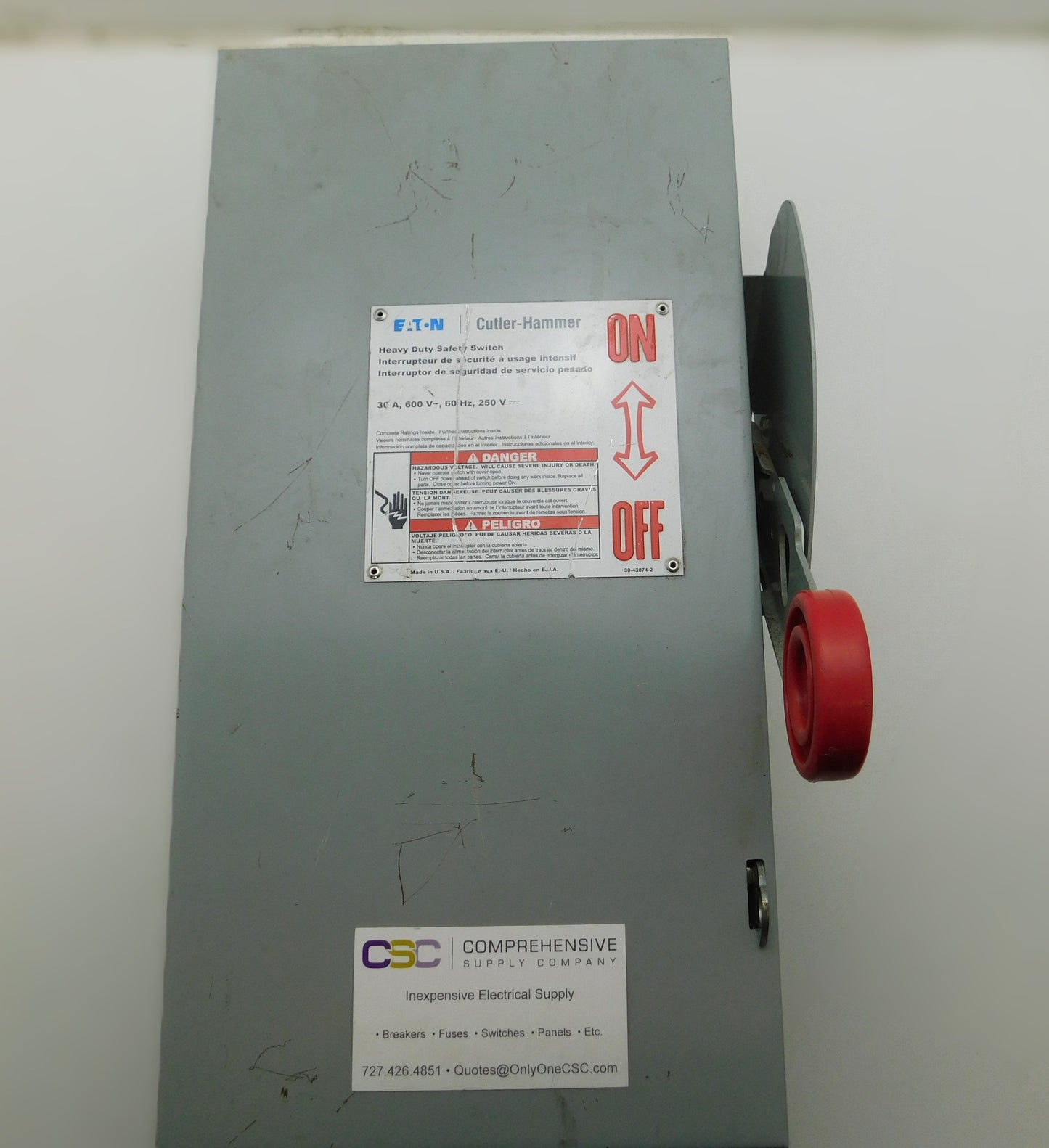 DH361UGK - Eaton 30A Amp 3P Pole 600V Nema 1 Non-Fusible Heavy Duty Safety Switch