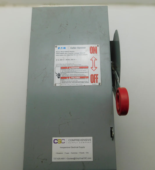 DH361UGK - Eaton 30A Amp 3P Pole 600V Nema 1 Non-Fusible Heavy Duty Safety Switch