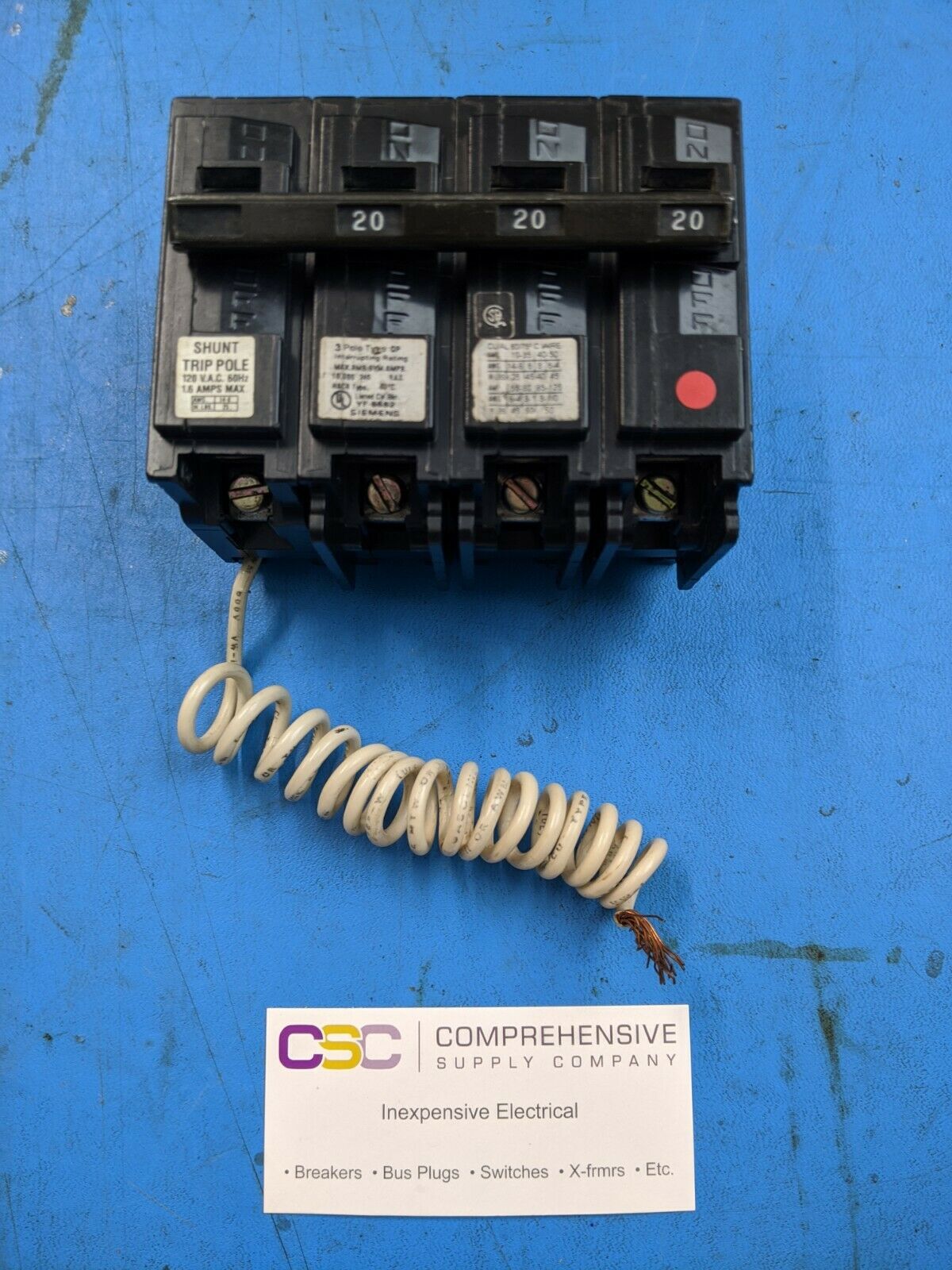 Q32000S01 - Siemens 20A Amp 3P Pole 10kA@240V Plug On Circuit Breaker W/120V Shunt Trip