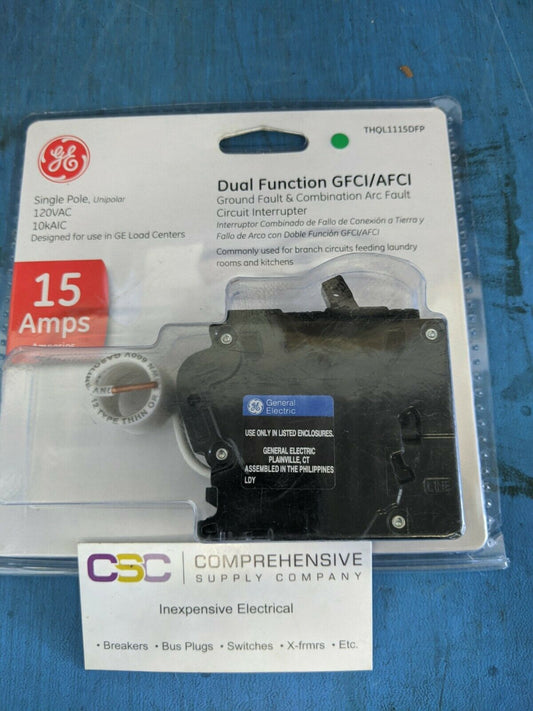 THQL1115DFP - GE 15A Amp 1P Pole 10kA@120V Plug On Dual Function AFCI/GFCI Circuit Breaker