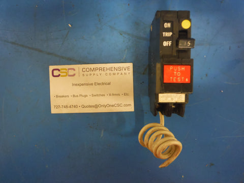 THQL1115GF - GE 15A Amp 1P Pole 10kA@120V Plug On Ground Fault GFCI Circuit Breaker - Older Series