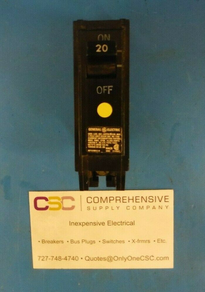 THQL1120 - GE 20A Amp 1P Pole 10kA@120/240V Plug On Circuit Breaker - Older Series