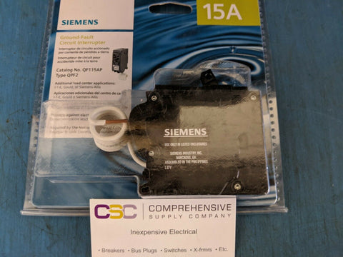 QF115AP - Siemens 15A Amp 1P Pole 10kA@120V Plug On Ground Fault GFCI Circuit Breaker