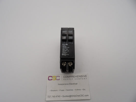 BR1520 - Cutler Hammer 15/20A Amp 2X1P Pole 10kA@120/240V Plug On Duplex Circuit Breaker