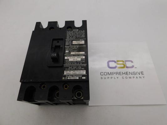 CCH3200 - Eaton 200A Amp 3P Pole 25kA@240V Bolt On Circuit Breaker
