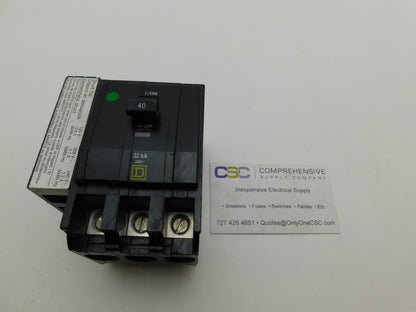 QOB340VH1021 - Square D 40A Amp 3P Pole 22kA@240V Bolt On Circuit Breaker W/120/208/240V Shunt Trip