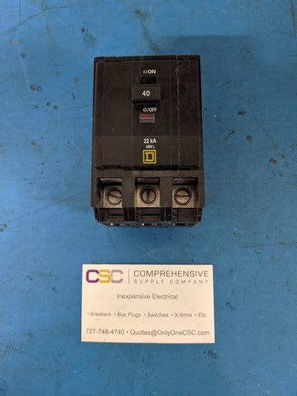 QOB340VH - Square D 40A Amp 3P Pole 22kA@240V Bolt On Qob Circuit Breaker