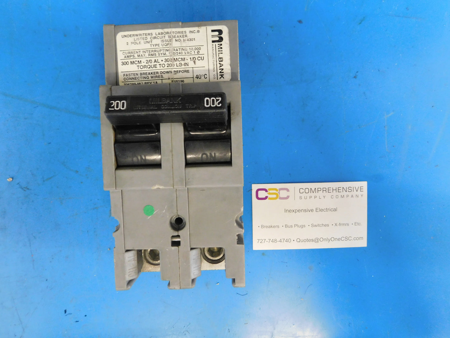UQFP200 - Milbank 200A Amp 2P Pole 10kA@240V Plug On Main Circuit Breaker