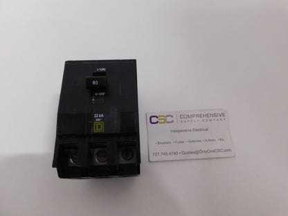 QOB360VH - Square D 60A Amp 3P Pole 22kA@240V Bolt On Circuit Breaker
