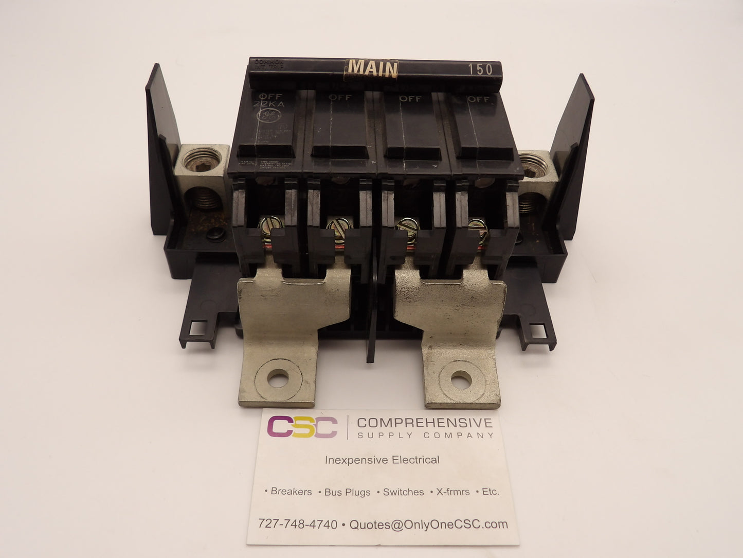 THQMV150 - GE 150A Amp 2P Pole 22kA@240V Bolt On Top Feed Main Circuit Breaker W/Mounting Plates