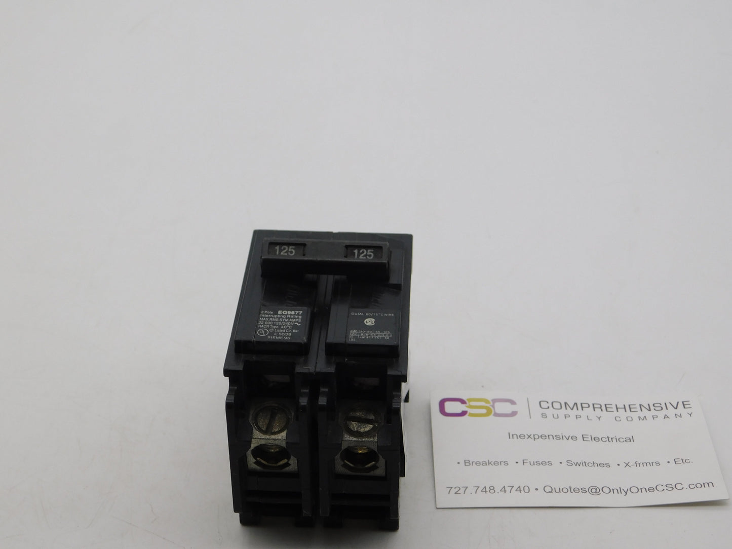 EQ9677 - Siemens 125A Amp 2P Pole 22kA@120/240V Main Circuit Breaker