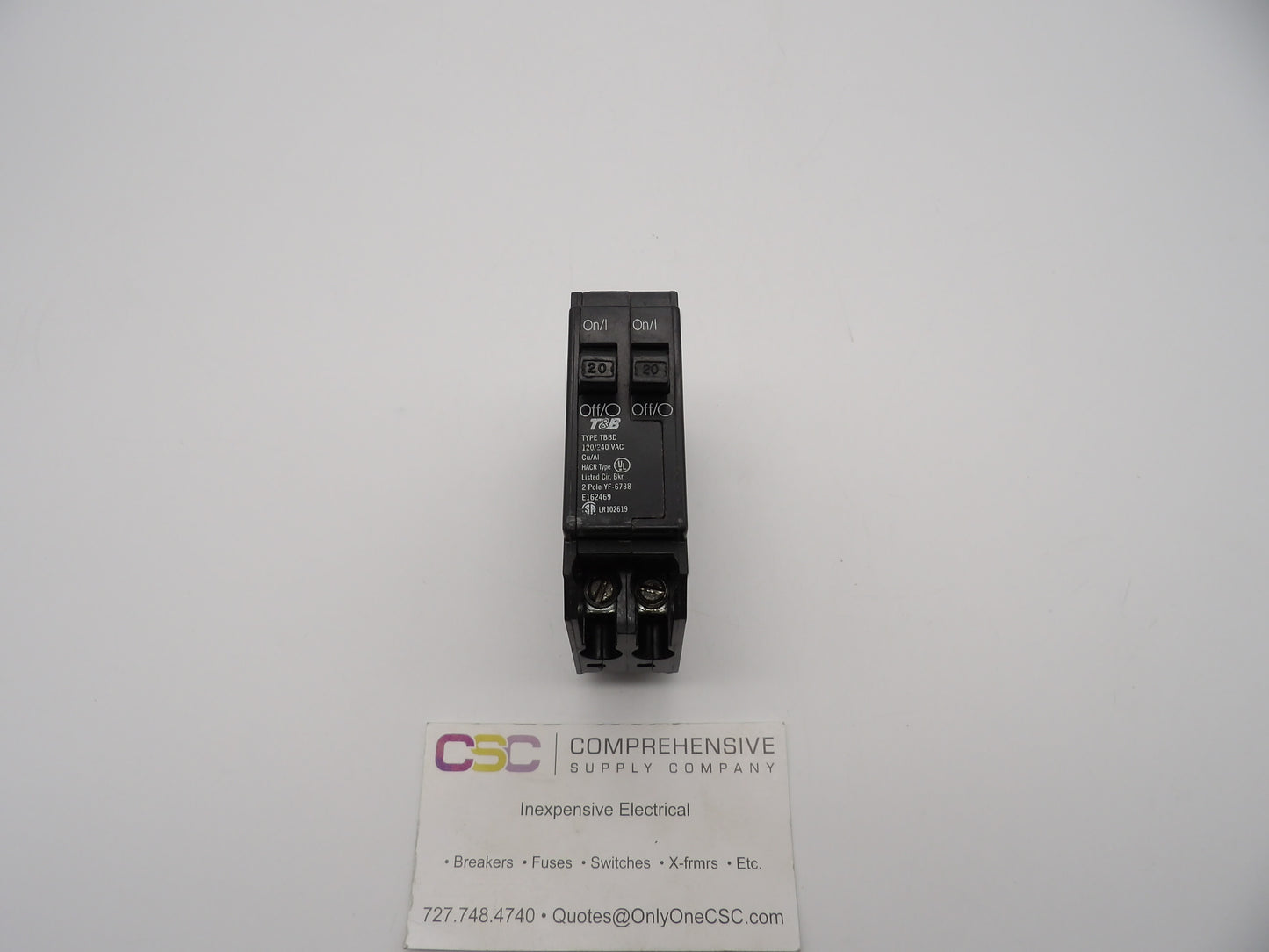 TBBD2020 - T & B 20/20A Amp 2X1P Pole 10kA@120/240V Plug On Duplex Circuit Breaker