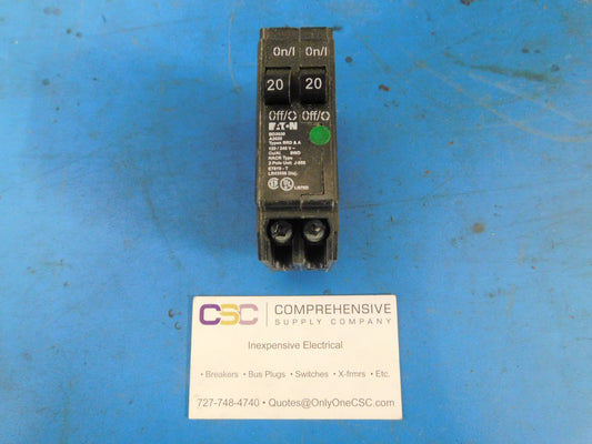 BD2020 - Cutler Hammer 20/20A Amp 2X1P Pole 10kA@120/240V Plug On Duplex Circuit Breaker