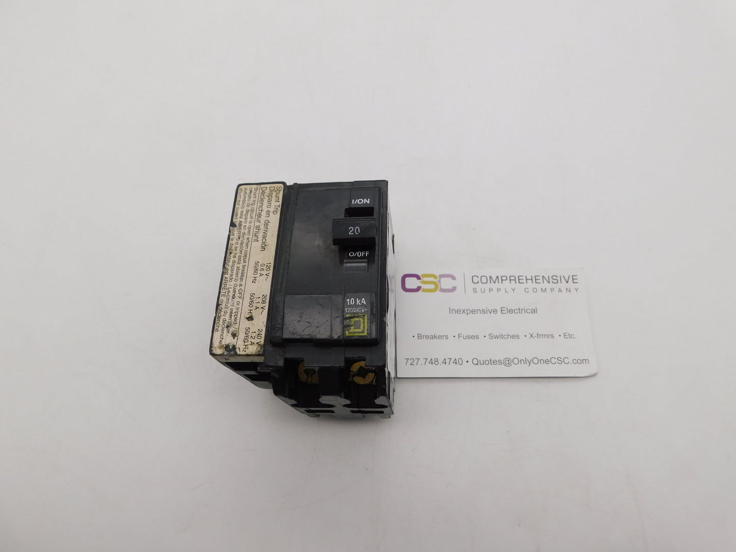 QOB2201021 - Square D 20A Amp 2P Pole 10kA@120/240V Bolt On Circuit Breaker W/120/208/240V Shunt Trip