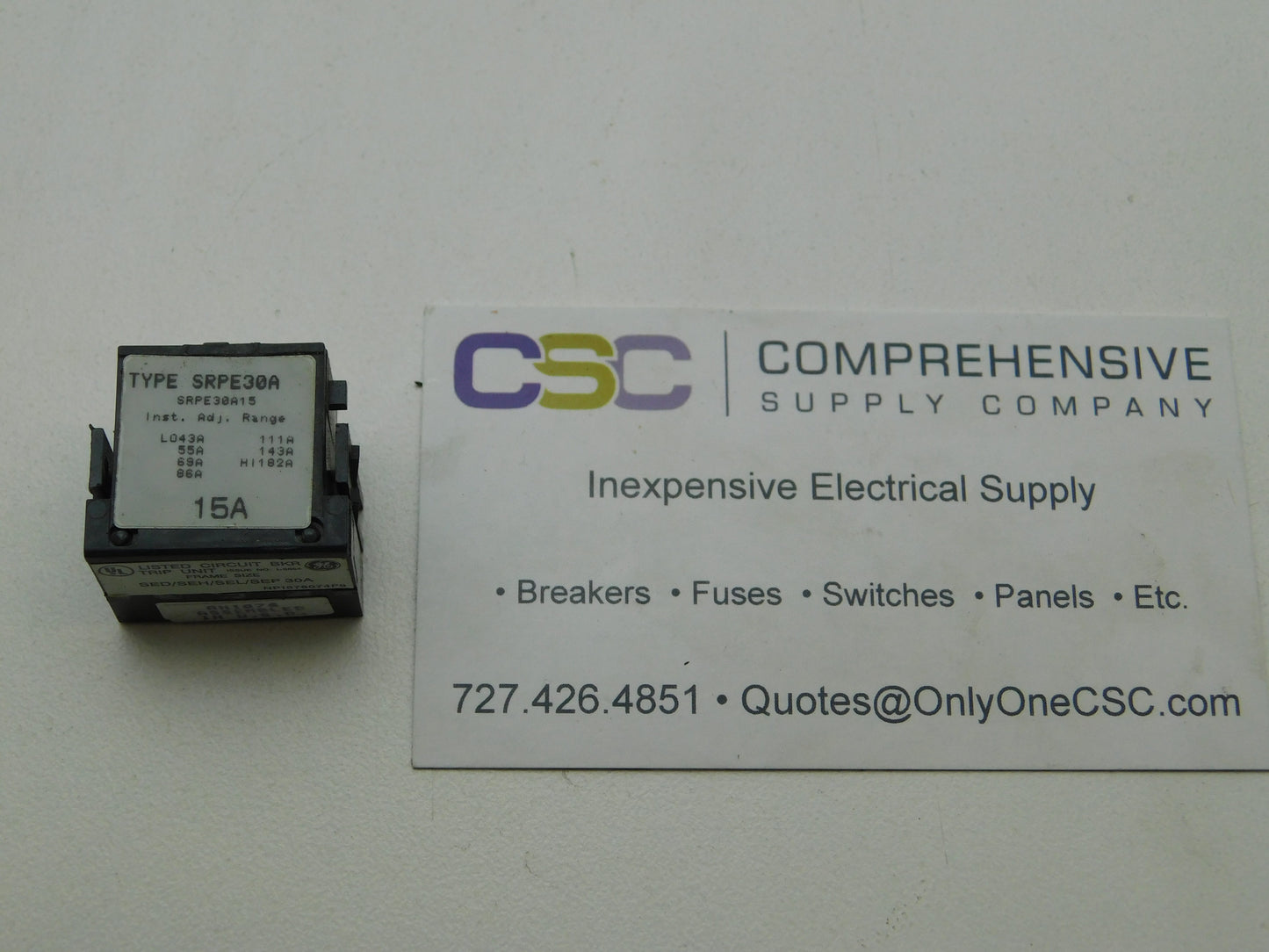 SRPE30A15 - GE 15A Amp Rating Plug/Trip Used For Seda/Seha/Sela/Sepa Circuit Breakers