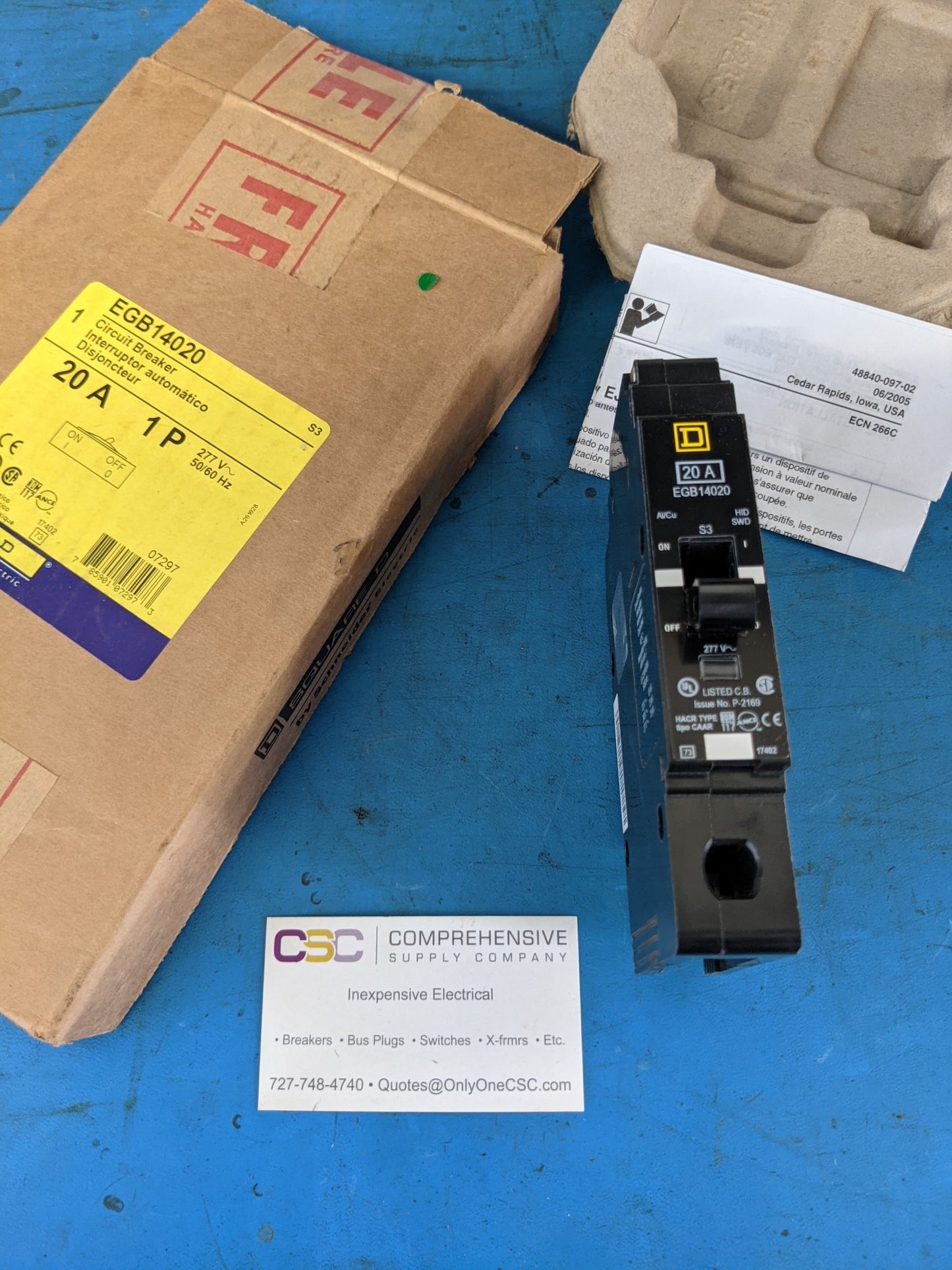 EGB14020 - Square D 20A Amp 1P Pole 35kA@277V Bolt On Circuit Breaker