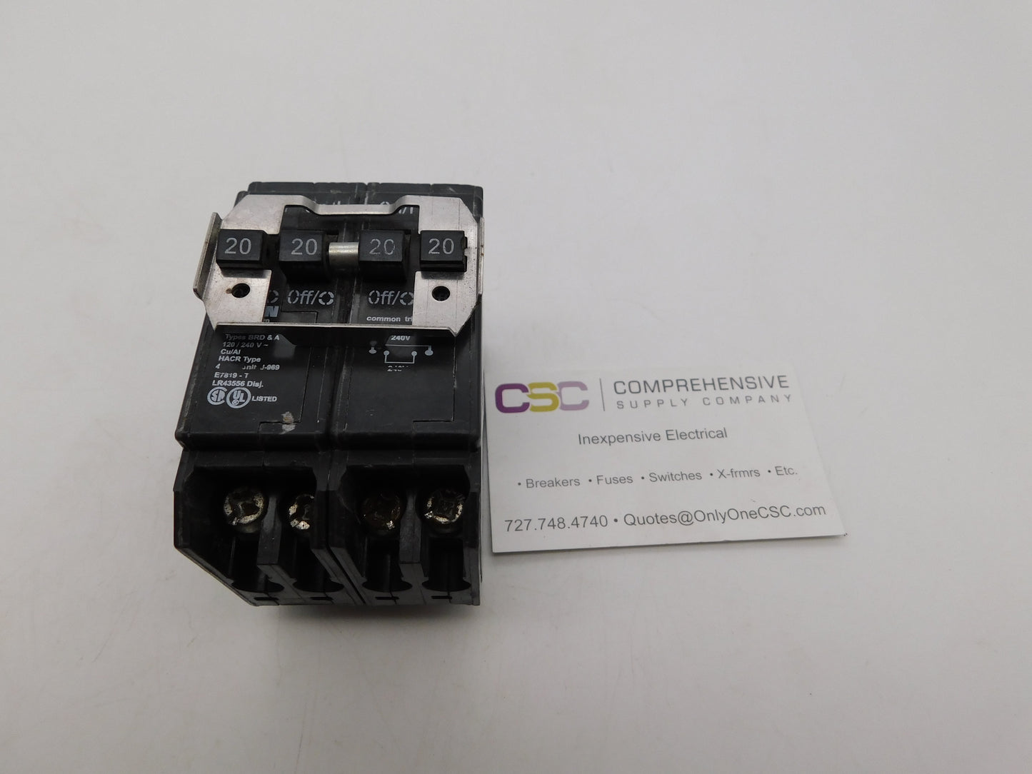 BQC220220 - Eaton 20/20/20/20A Amp 4P (2P/2P) Pole 10kA@120/240V Plug On Quadplex Circuit Breaker