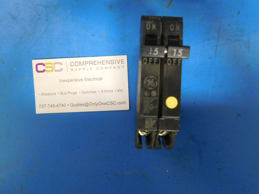 THQP215 - GE 15A Amp 2P Pole 10kA@120/240V Plug On Thin Circuit Breaker