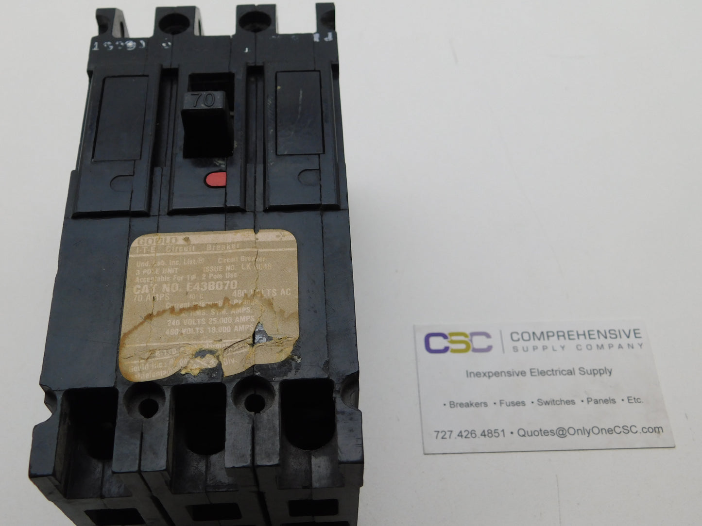 E43B070 - Gould 70A Amp 3P Pole 18kA@480V Bolt On Circuit Breaker - Older Series