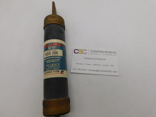KOS-200 - Reliance Fuse 200 Amp 600V Class K5 One-Time Blade Fuse