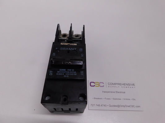 BJ2200 - Bryant 200A Amp 2P Pole 10kA@120/240V Plug On Brown Main Circuit Breaker