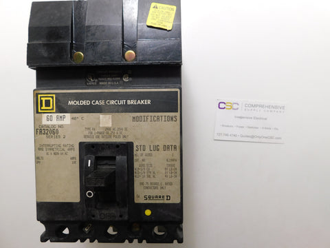 FA32060 - Square D 60A Amp 3P Pole 10kA@240V I-Line Plug On Circuit Breaker W/ Gray Label