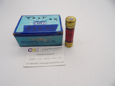 655-50 - Eagle Electric 50A Amp 250V Class K5 One Time Cartridge Fuse - 10Pk