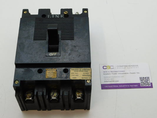 999350 - Square D 50A Amp 3P Pole 10kA@600V Bolt On Circuit Breaker