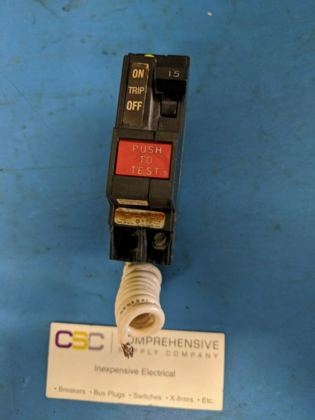 THQL1115GF - GE 15A Amp 1P Pole 10kA@120V Plug On Ground Fault GFCI Circuit Breaker