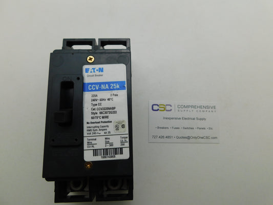 CCV2225NA - Eaton 225A Amp 2P Pole 25kA@240V Bolt On Non-Auto Molded Case Switch