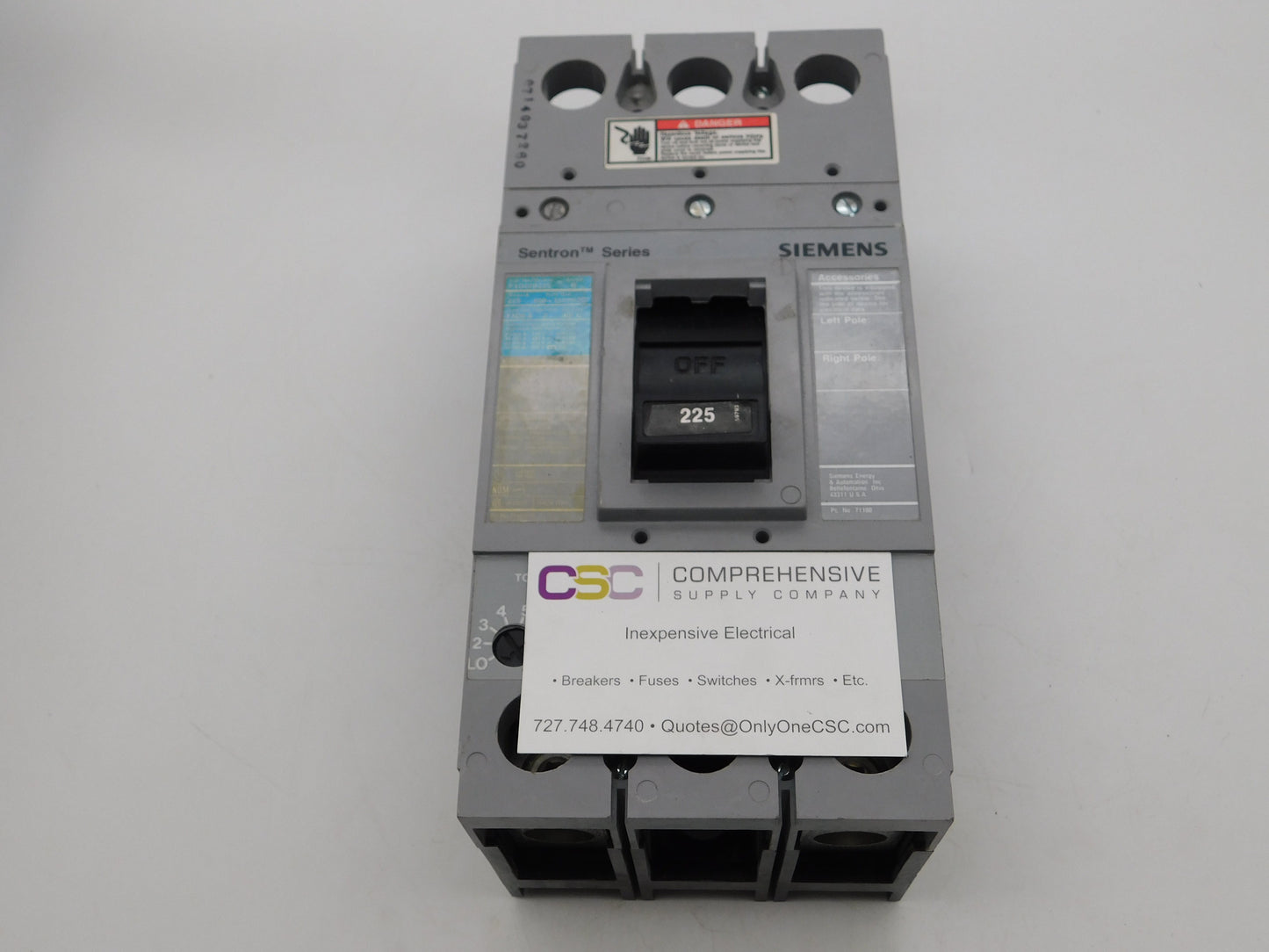 FXD62B225 - Siemens 225A Amp 2P Pole 600V 35kA@480V Bolt On Sentron Circuit Breaker W/Gray Label & 225A Trip