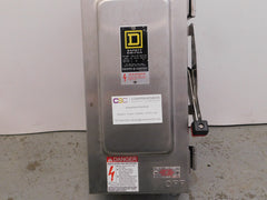 H222DS - Square D 60A Amp 2P Pole 240V Nema 4/4X Fusible Heavy Duty Stainless Steel Safety Switch