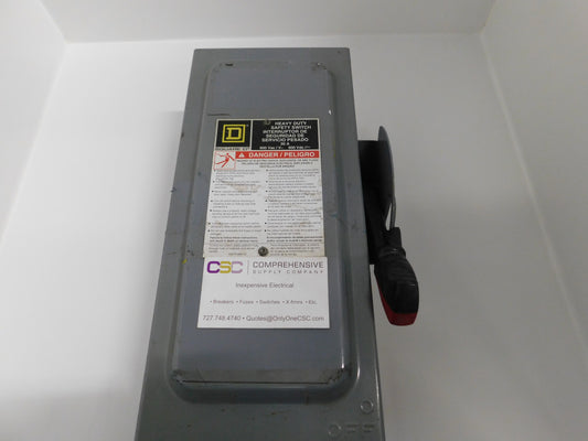 H361N - Square D 30A Amp 3P Pole 600V Nema 1 Fusible Heavy Duty Safety Switch W/Neutral