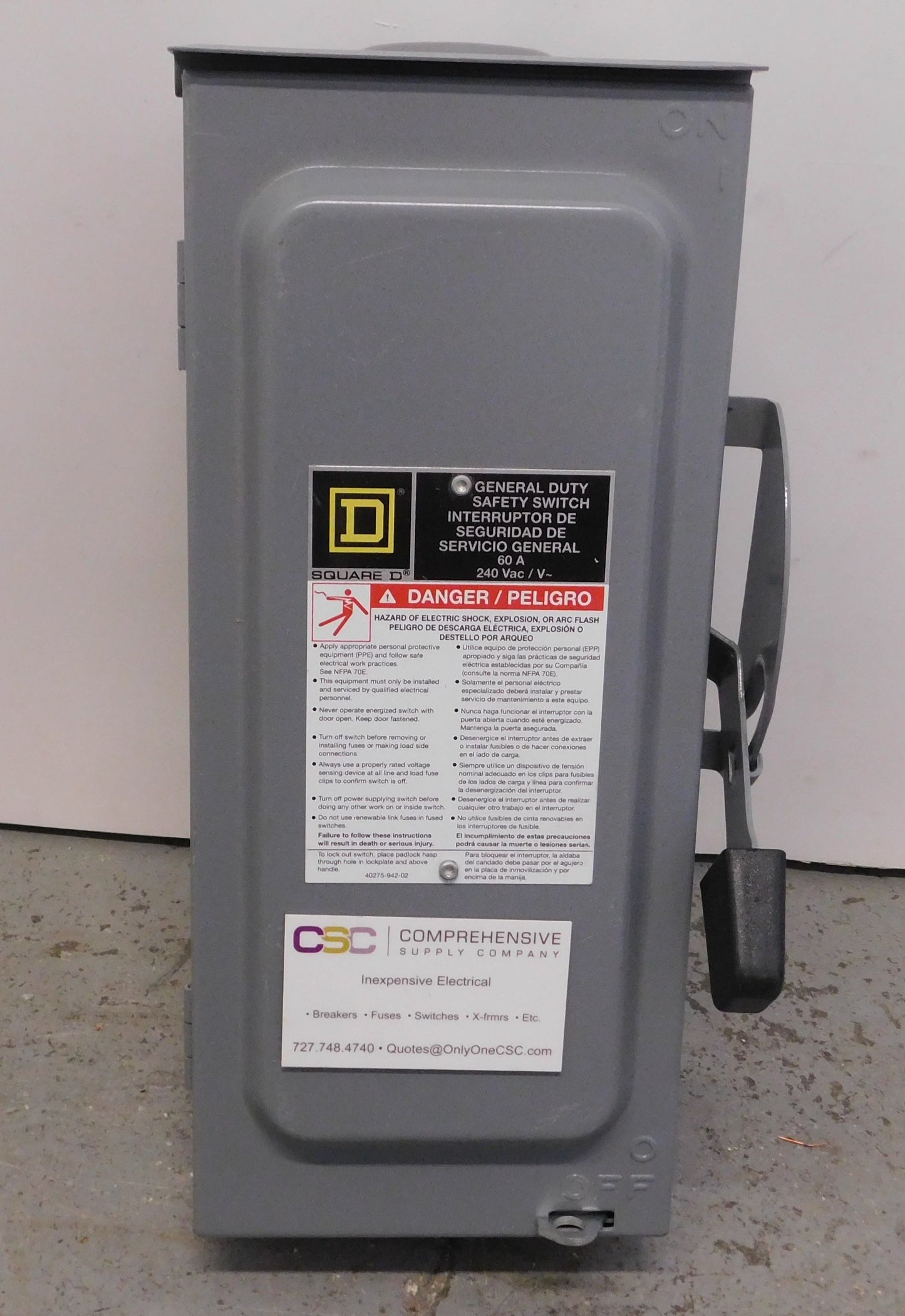 D222NRB - Square D 60A Amp 2P Pole 240V Nema 3R Fusible General Duty Safety Switch W/Neutral