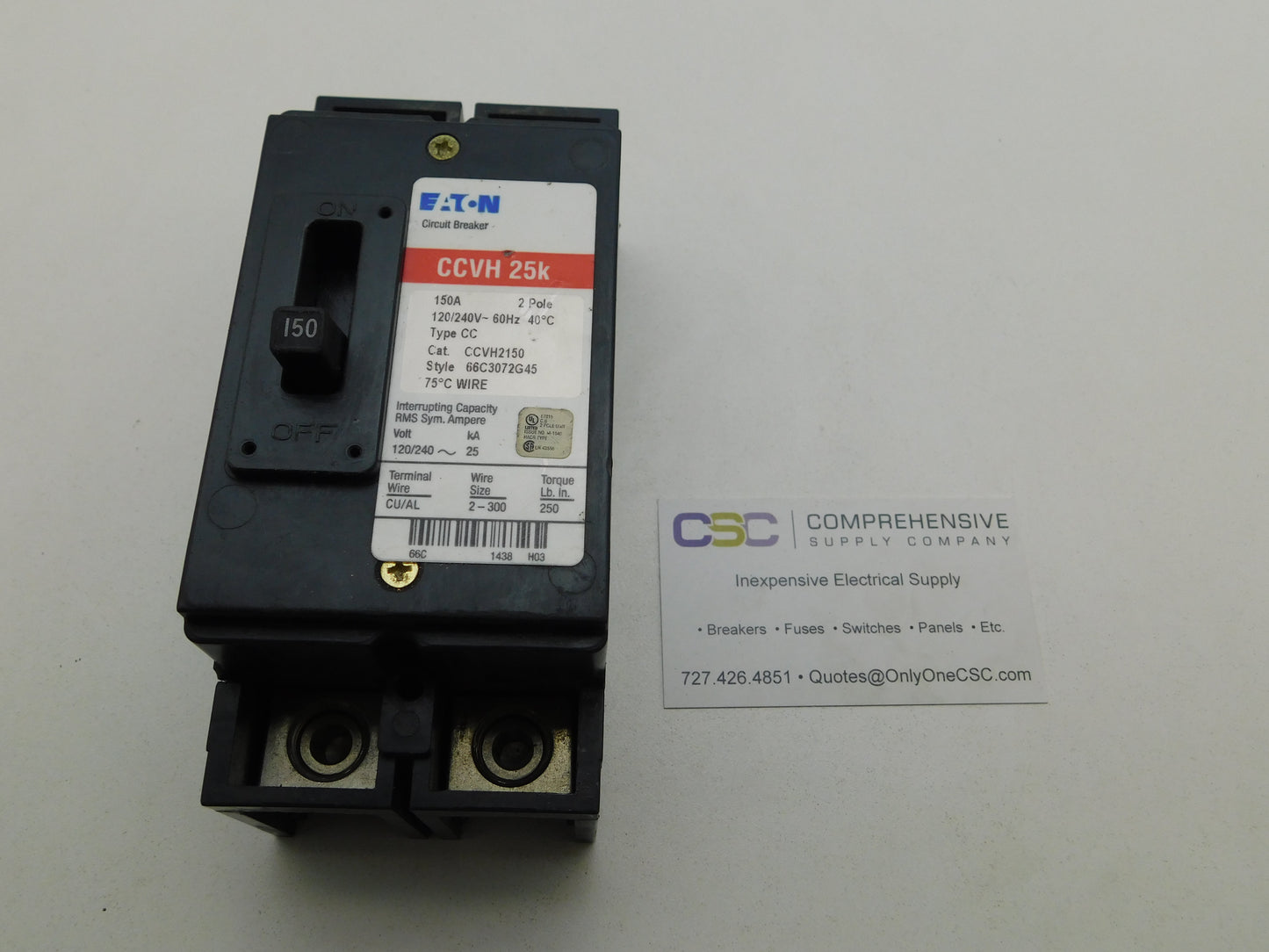 CCVH2150 - Eaton 150A Amp 2P Pole 25kA@120/240V Bolt On Main Breaker