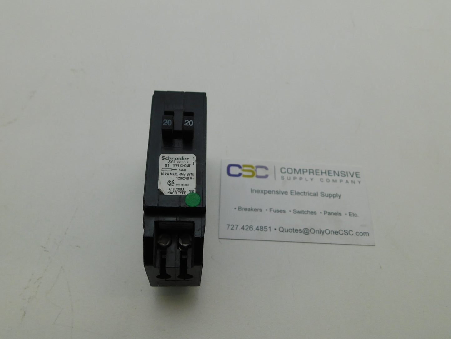 CHOMT2020 - Square D 20A/20A Amp 2X1P Pole 10kA@120/240V Plug On Duplex Circuit Breaker