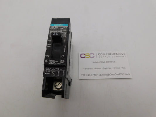 BQD120 - Siemens 20A Amp 1P Pole 120/277V 14kA@277V Bolt On Circuit Breaker