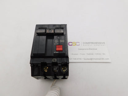 THQL2130GFT - GE 30A Amp 2P Pole 10kA@120/240V Plug On Ground Fault GFCI Circuit Breaker
