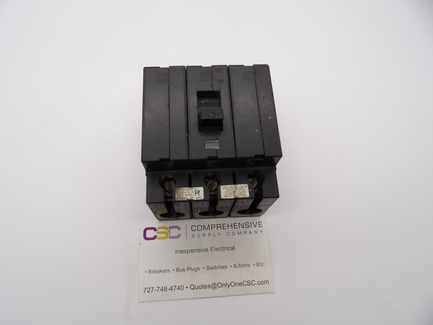 EH34040 - Square D 40A Amp 3P Pole 14kA@480Y/277V Plug On Circuit Breaker