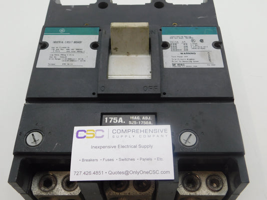 TJJ436175 - GE 175A Amp 3P Pole 600V 30kA@480V Bolt On Circuit Breaker